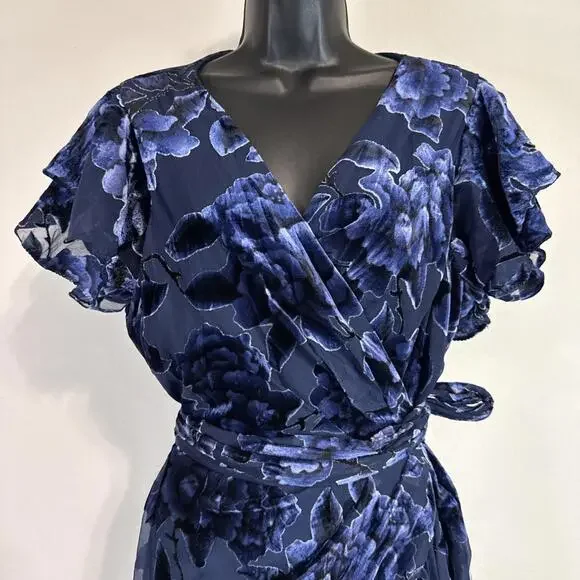 Anthropologie Hutch Short Sleeve Velvet Burnout Wrap Floral Maxi Dress ZOLA - XL - Picture 3 of 15